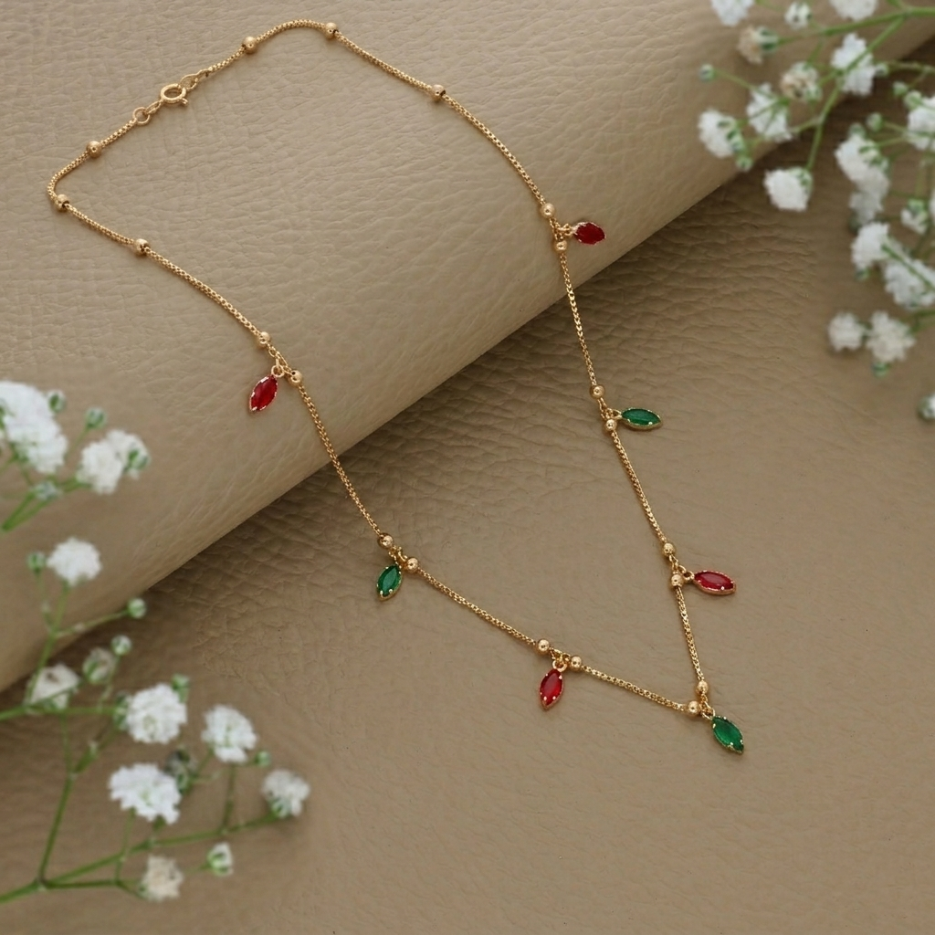 The99Jewel Elegant Gold Plated Teardrop Charm Necklace with Delicate Chain