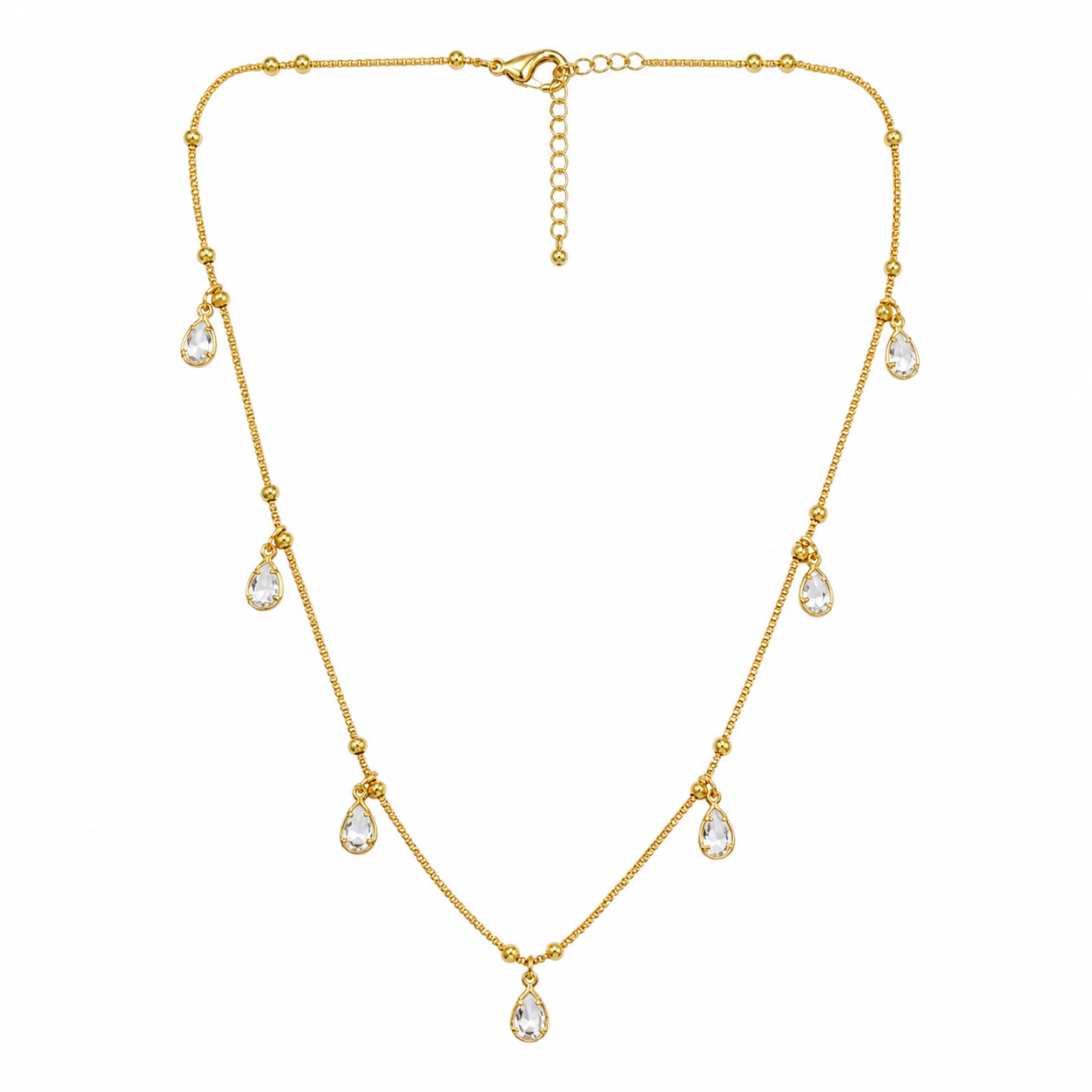 The99Jewel Elegant Gold Plated Teardrop Charm Necklace with Delicate Chain