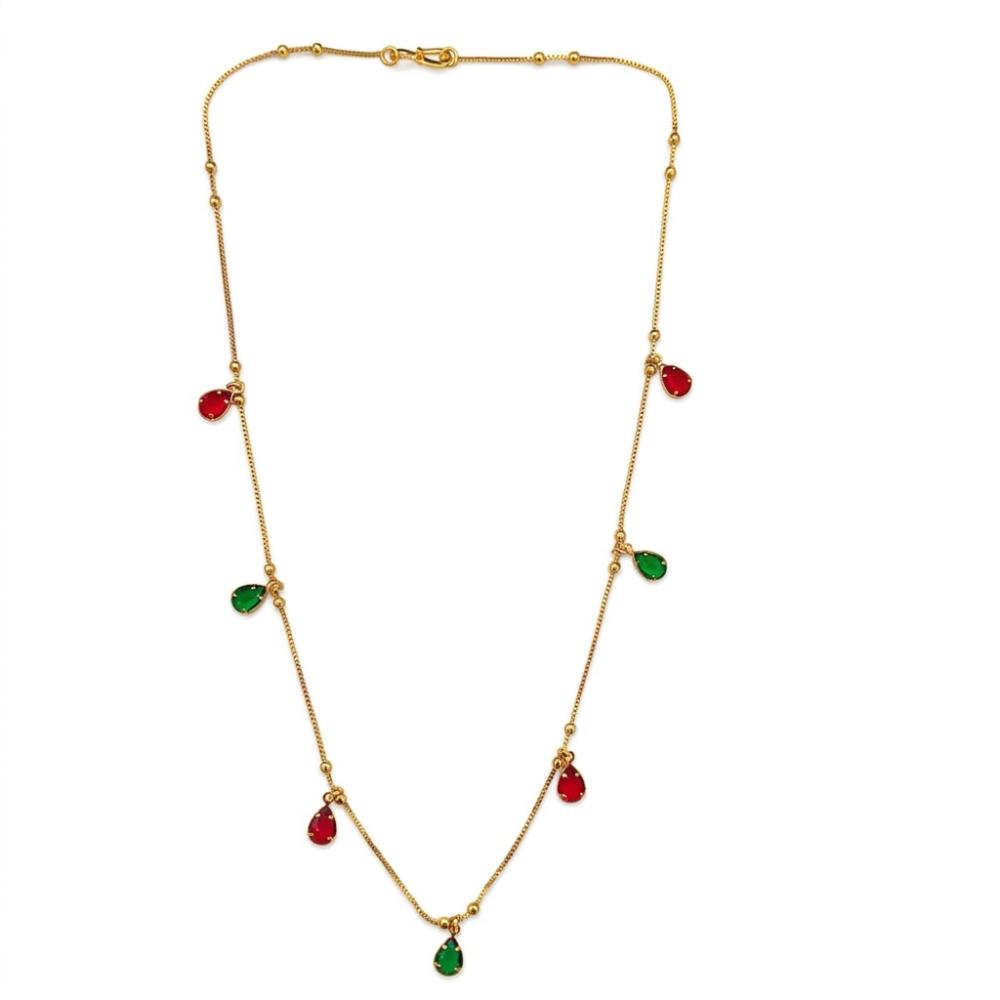 The99Jewel Minimal Gold Chain Necklace with Crystal Drop Charms
