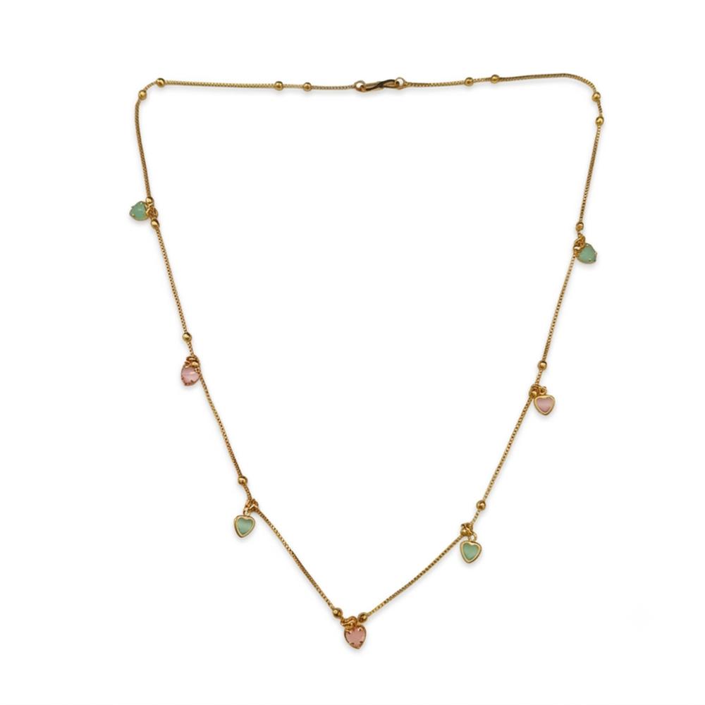 The99Jewel Minimal Gold Chain Necklace with Crystal Drop Charms