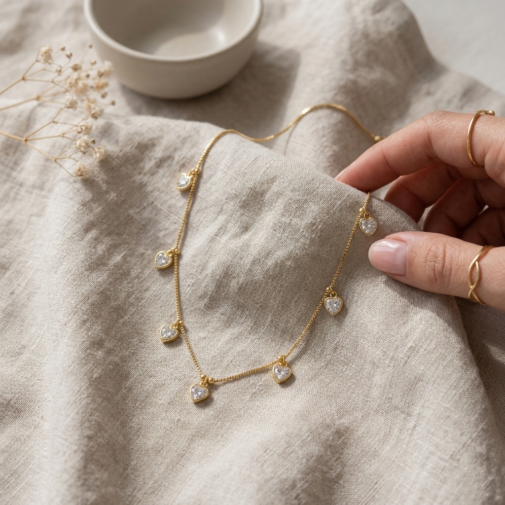 The99Jewel Lightweight Gold Plated Drop Charm Necklace for Women