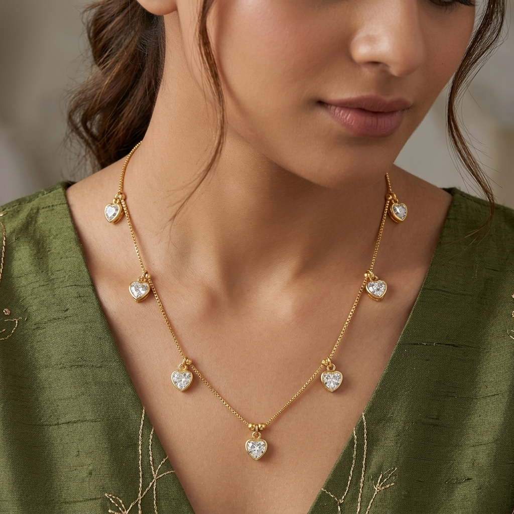 The99Jewel Lightweight Gold Plated Drop Charm Necklace for Women