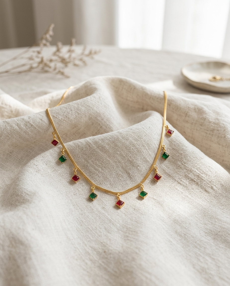 The99Jewel Elegant Gold Plated Teardrop Charm Necklace with Delicate Chain