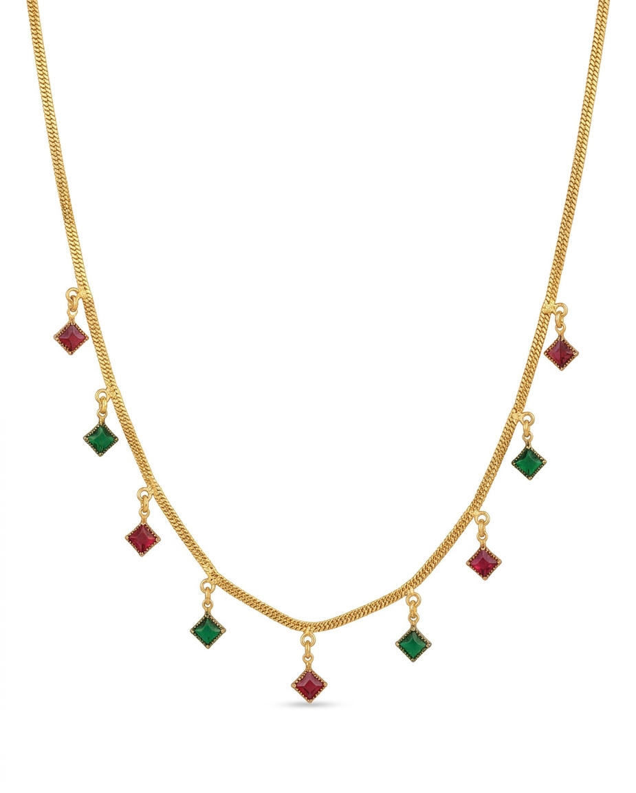 The99Jewel Elegant Gold Plated Teardrop Charm Necklace with Delicate Chain