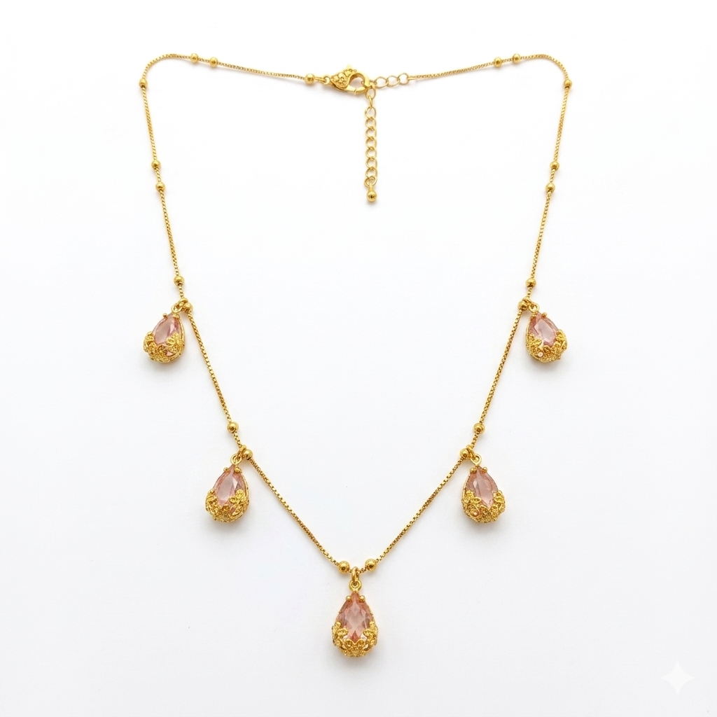 The99Jewel Lightweight Gold Plated Drop Charm Necklace for Women