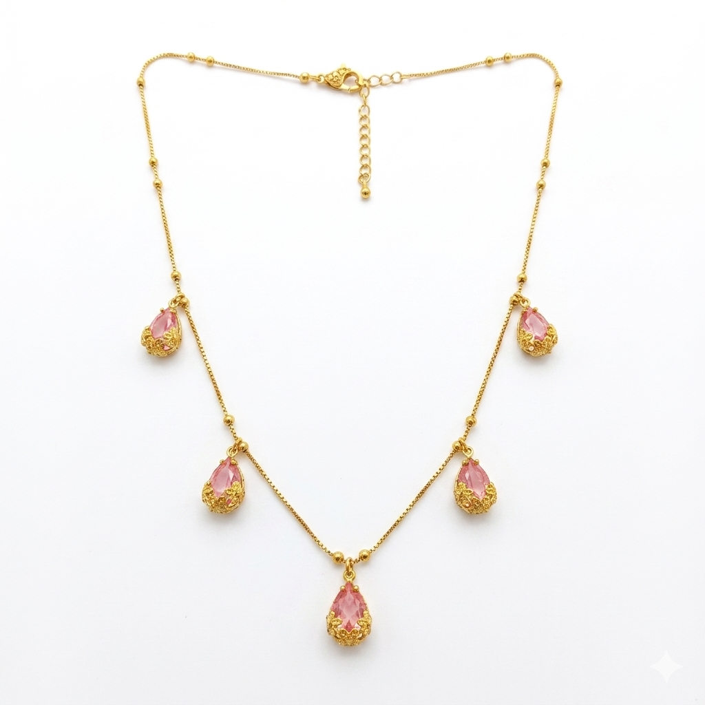 The99Jewel Lightweight Gold Plated Drop Charm Necklace for Women