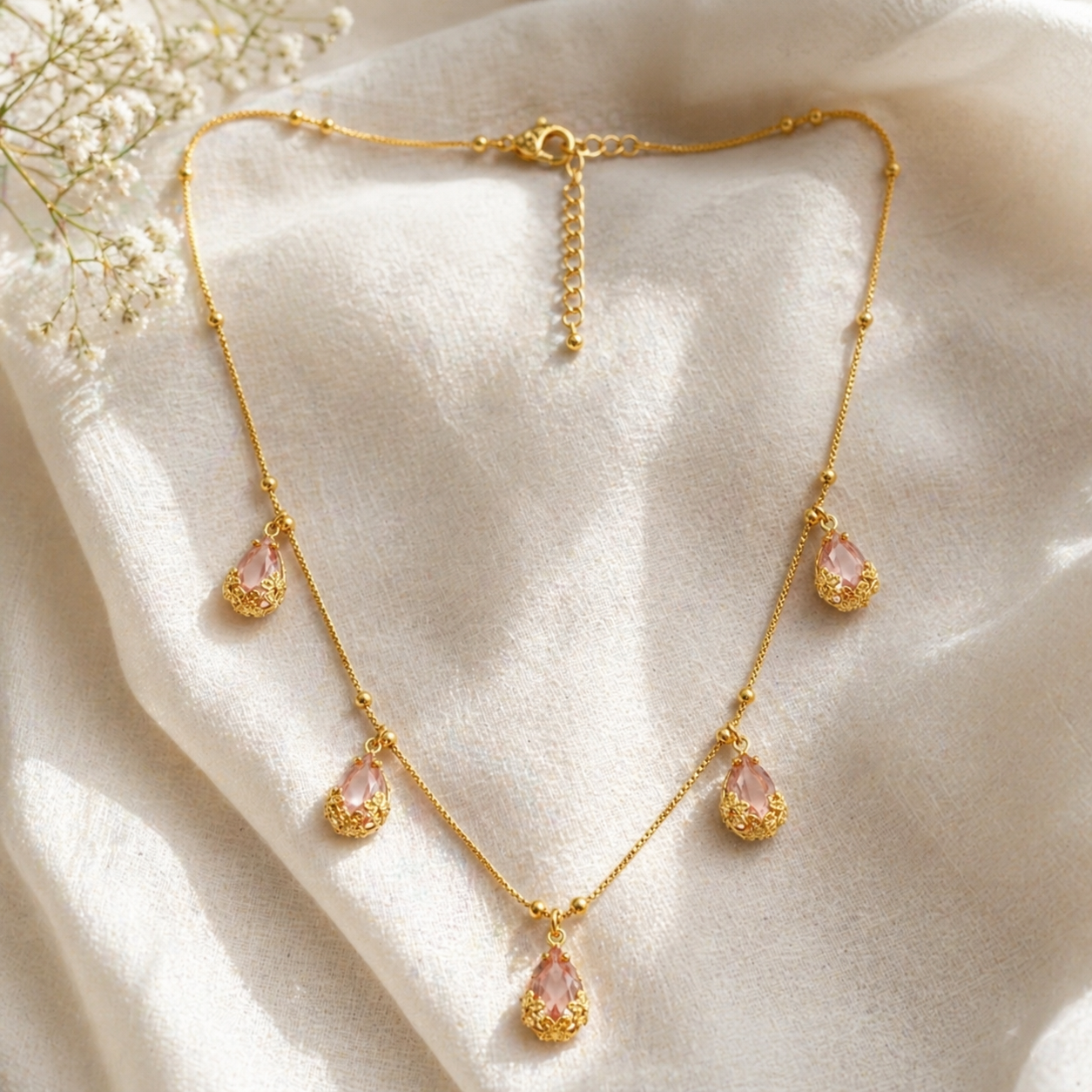 The99Jewel Lightweight Gold Plated Drop Charm Necklace for Women
