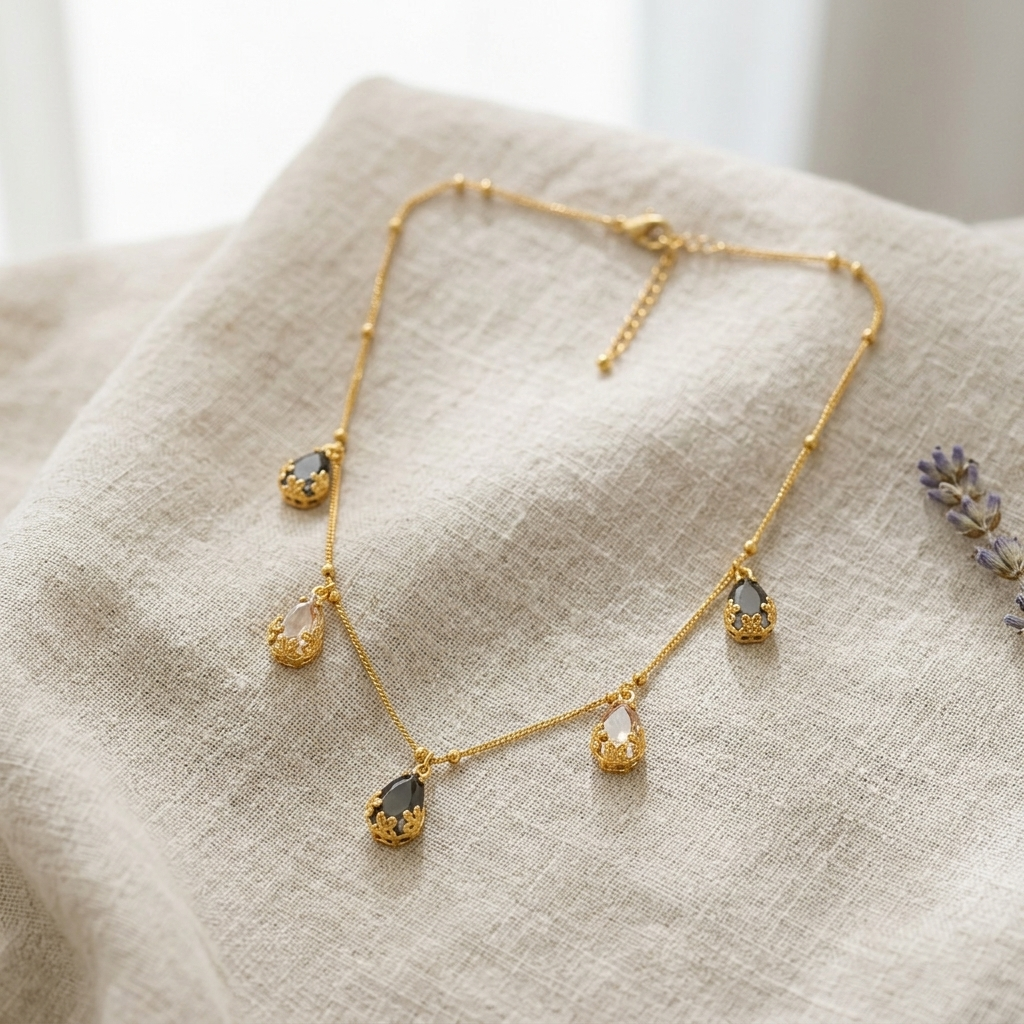 The99Jewel Designer Style Gold Chain Necklace with Drops Accents