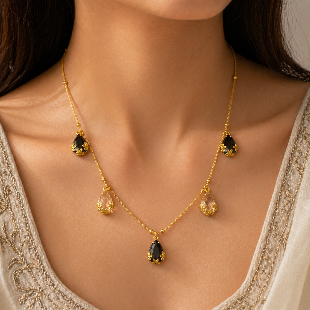 The99Jewel Designer Style Gold Chain Necklace with Drops Accents