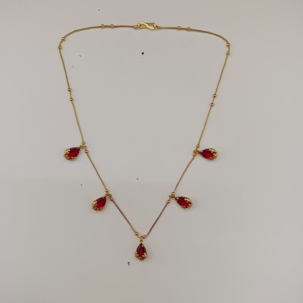 The99Jewel Stylish Gold Plated Multi Drop Charm Necklace