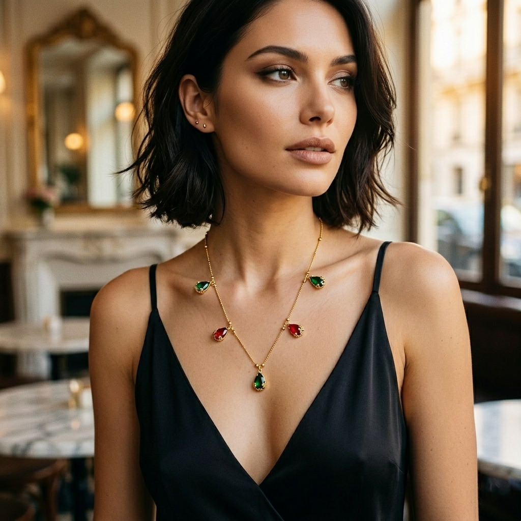 The99Jewel Elegant Gold Plated Teardrop Charm Necklace with Delicate Chain