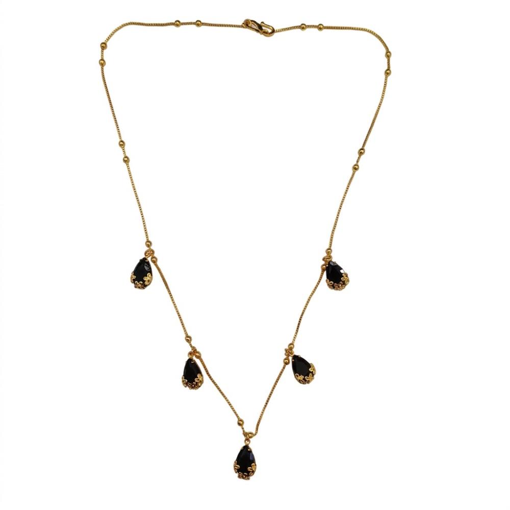 The99Jewel Minimal Gold Chain Necklace with Crystal Drop Charms