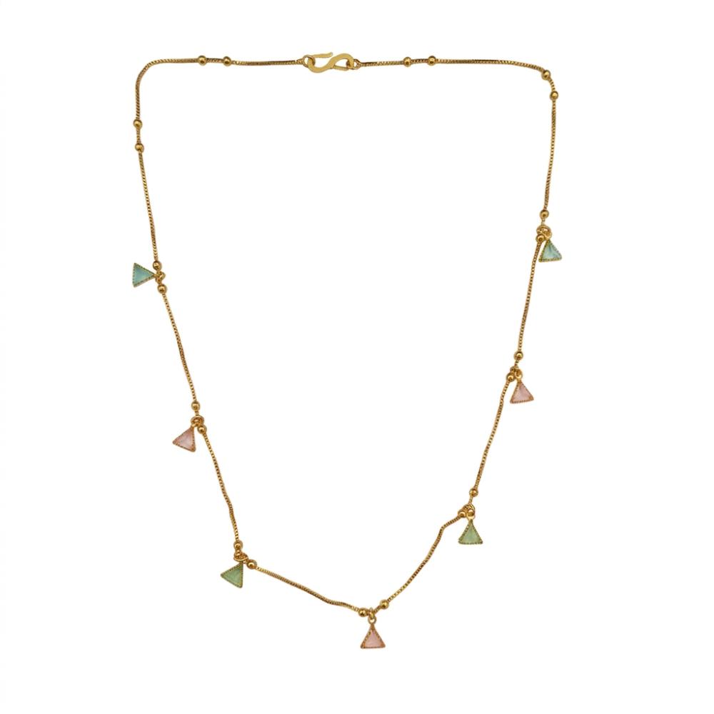 The99Jewel Minimal Gold Chain Necklace with Crystal Drop Charms