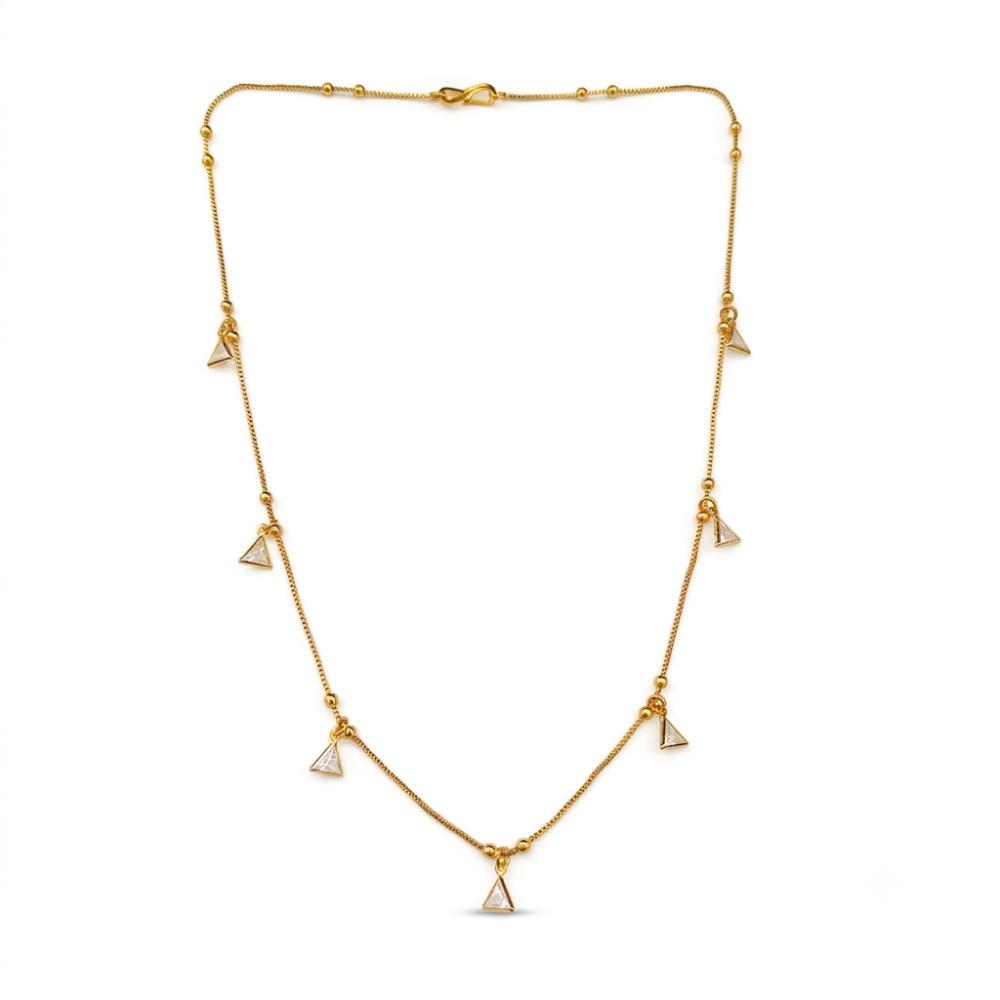 The99Jewel Minimal Gold Chain Necklace with Crystal Drop Charms