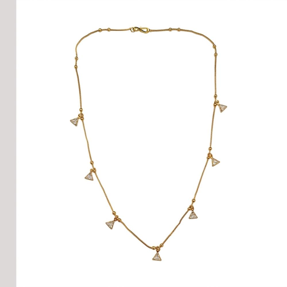 The99Jewel Minimal Gold Chain Necklace with Crystal Drop Charms
