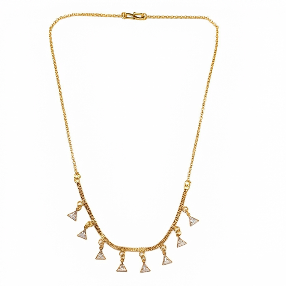 The99Jewel Minimal Gold Chain Necklace with Crystal Drop Charms