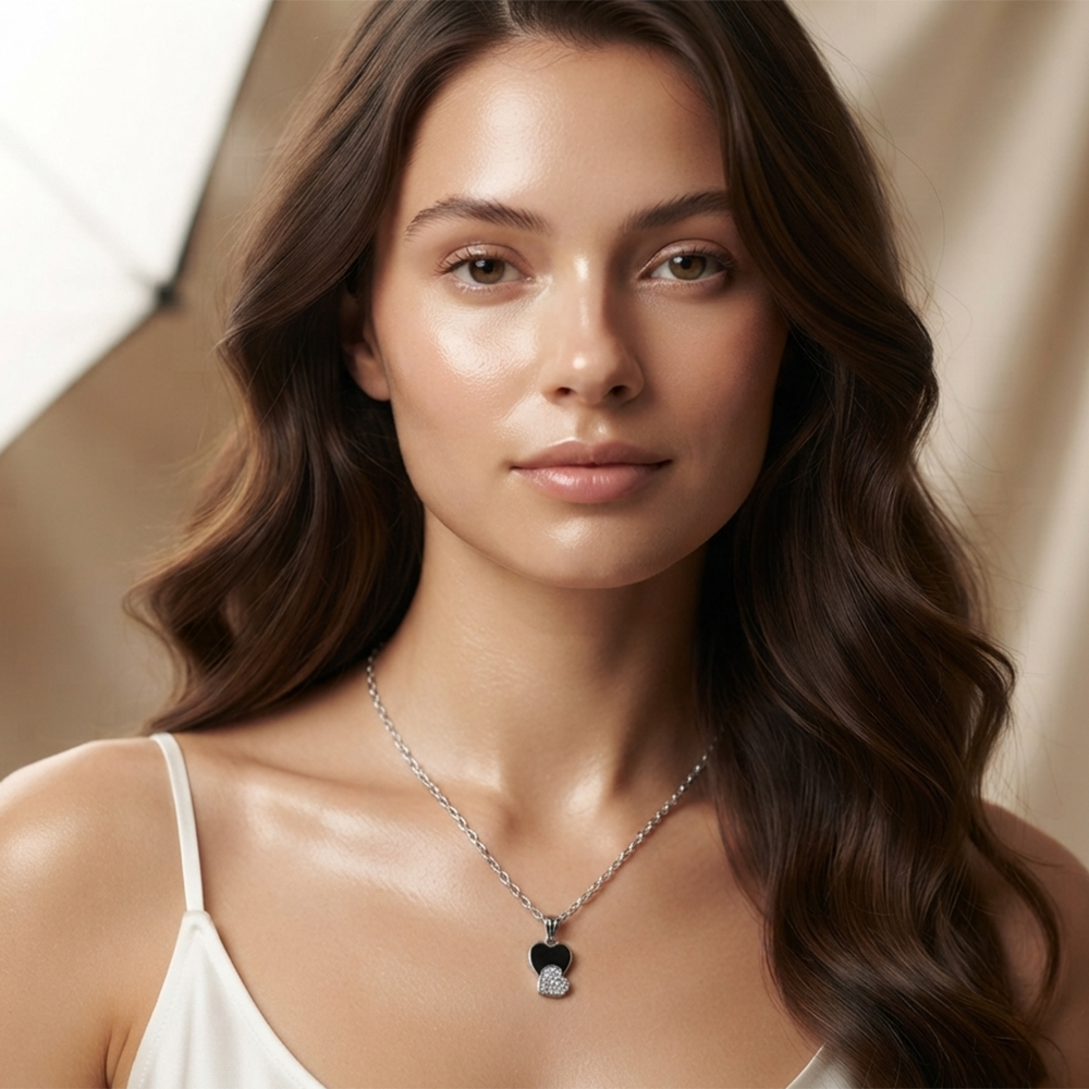 The99Jewel Fashion Silver Plated Austrian Stone Heart Shape Chain Pendant