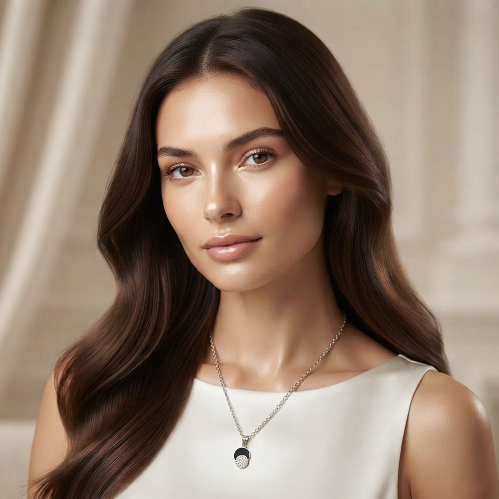 The99Jewel Fashion Silver Plated Austrian Stone Round Shape Chain Pendant