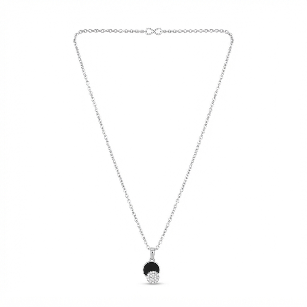 The99Jewel Fashion Silver Plated Austrian Stone Round Shape Chain Pendant