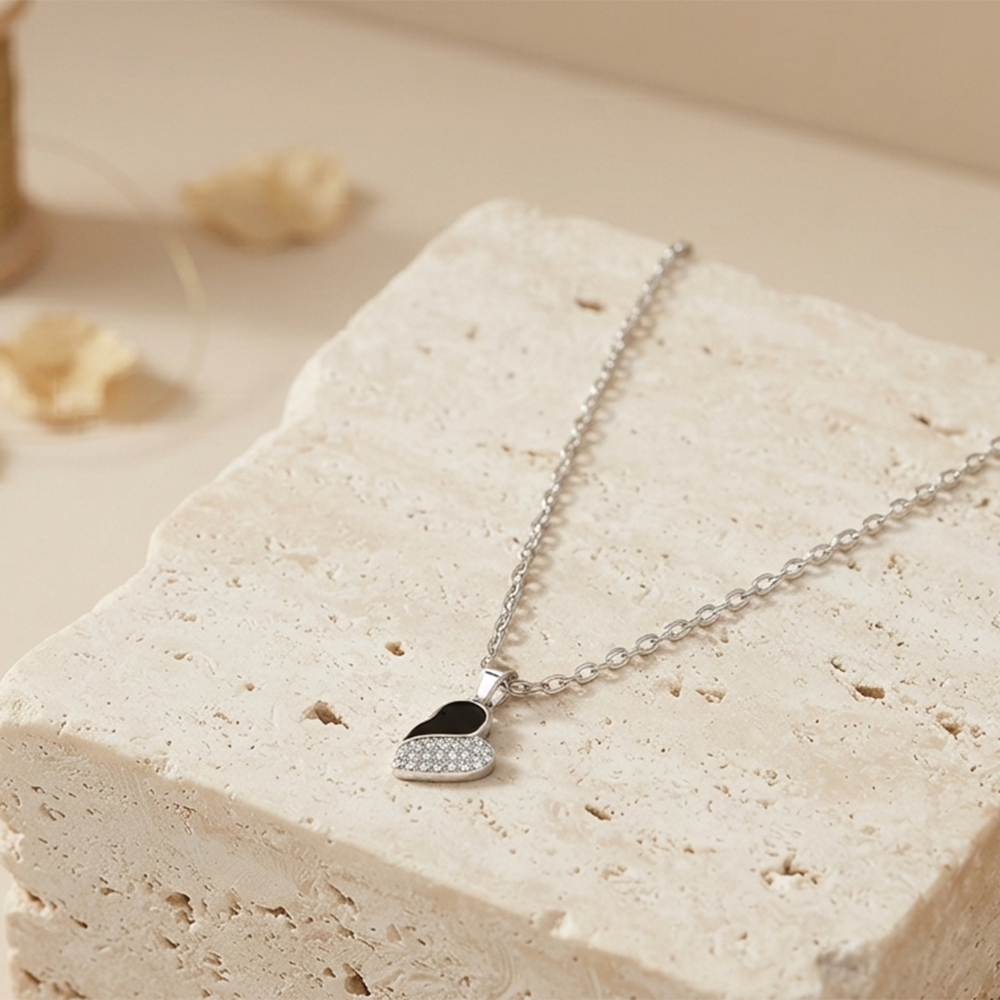 The99Jewel Fashion Silver Plated Austrian Stone Heart Shape Chain Pendant