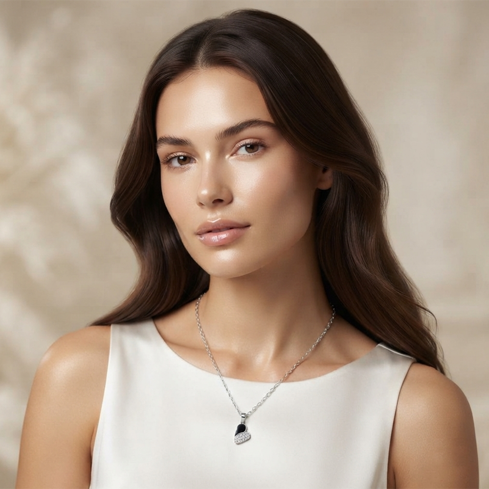 The99Jewel Fashion Silver Plated Austrian Stone Heart Shape Chain Pendant