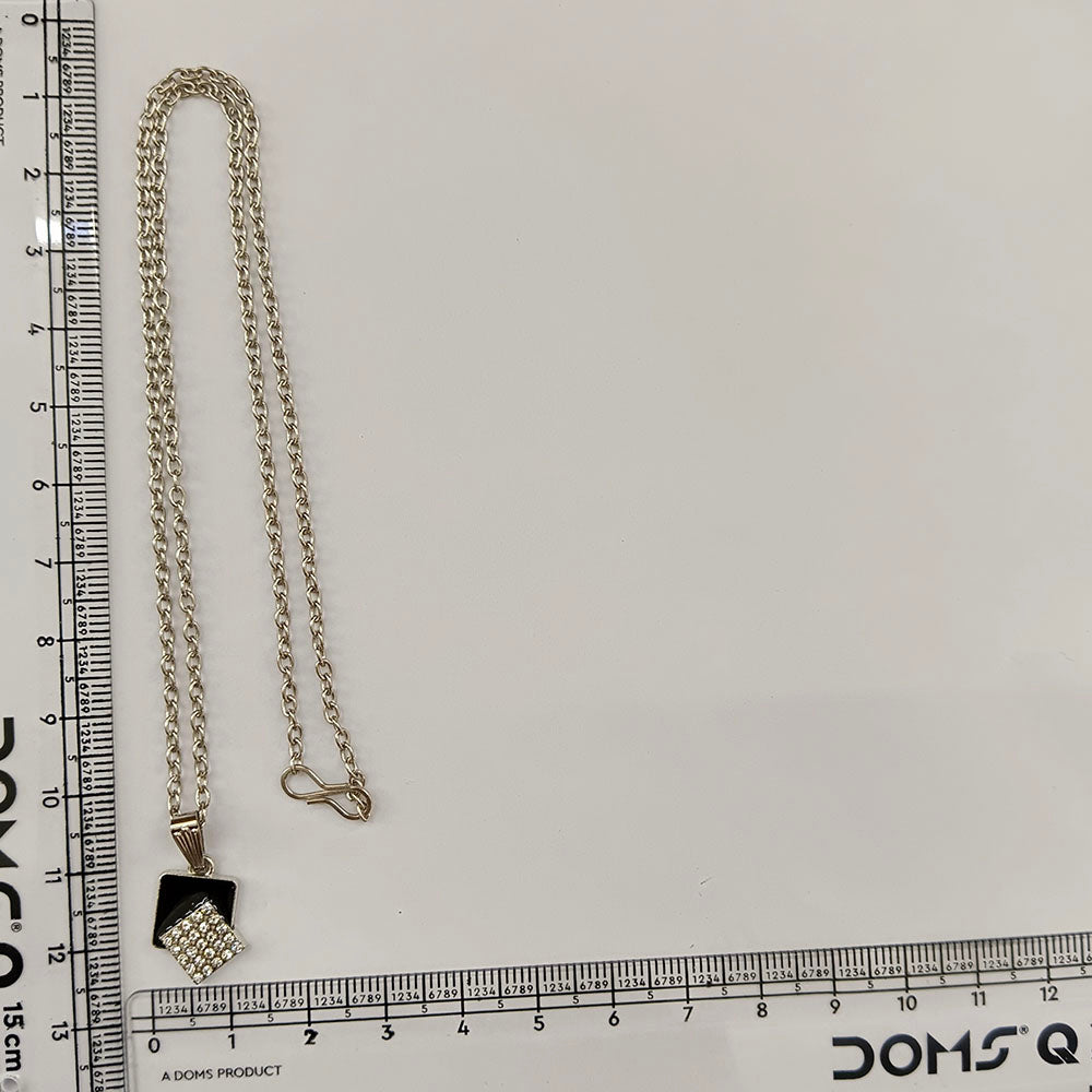The99Jewel Fashion Silver Plated Austrian Stone Square Shape Chain Pendant