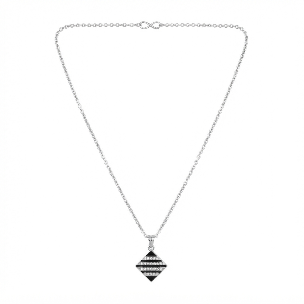 The99Jewel Fashion Silver Plated Austrian Stone Square Shape Chain Pendant