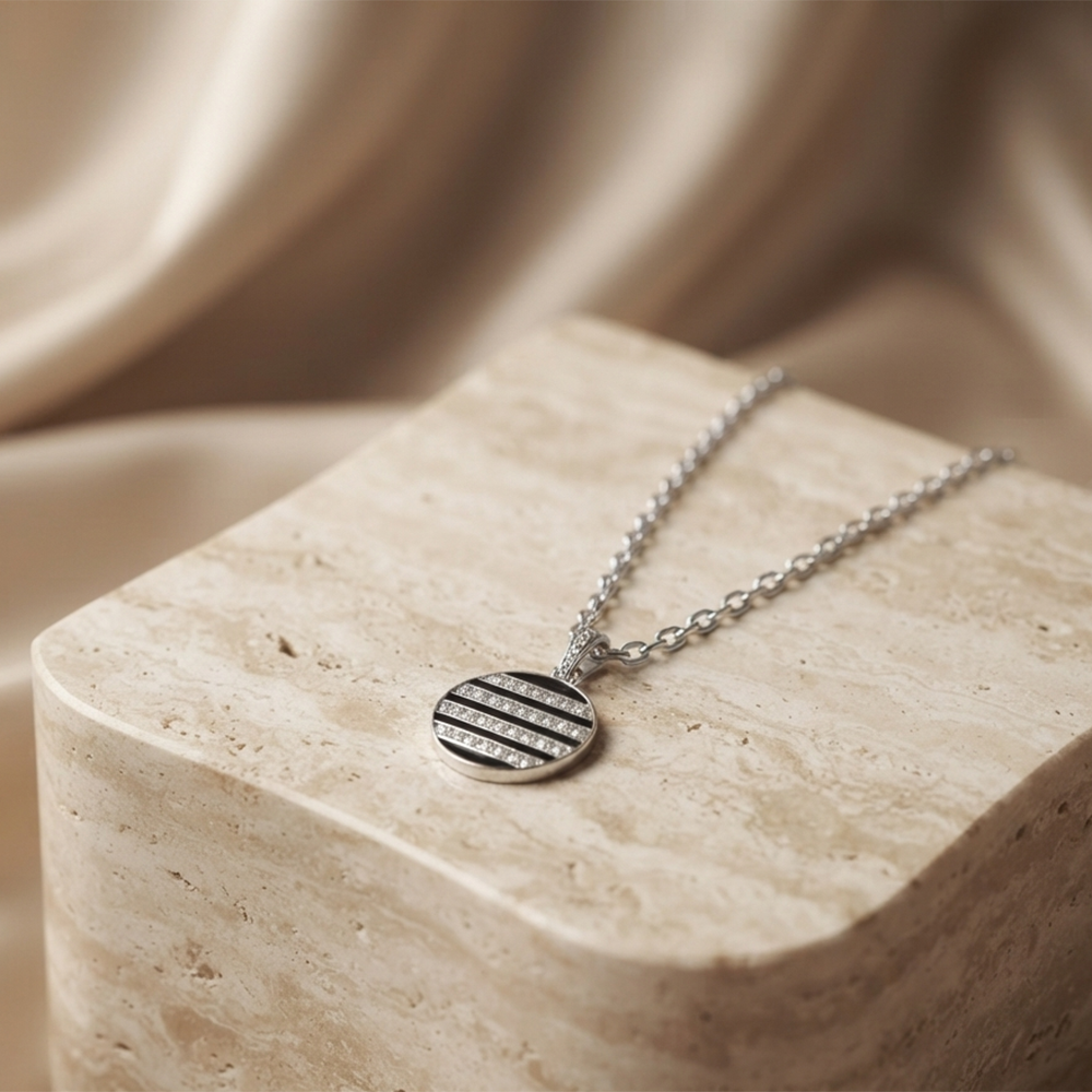 The99Jewel Fashion Silver Plated Austrian Stone Round Shape Chain Pendant