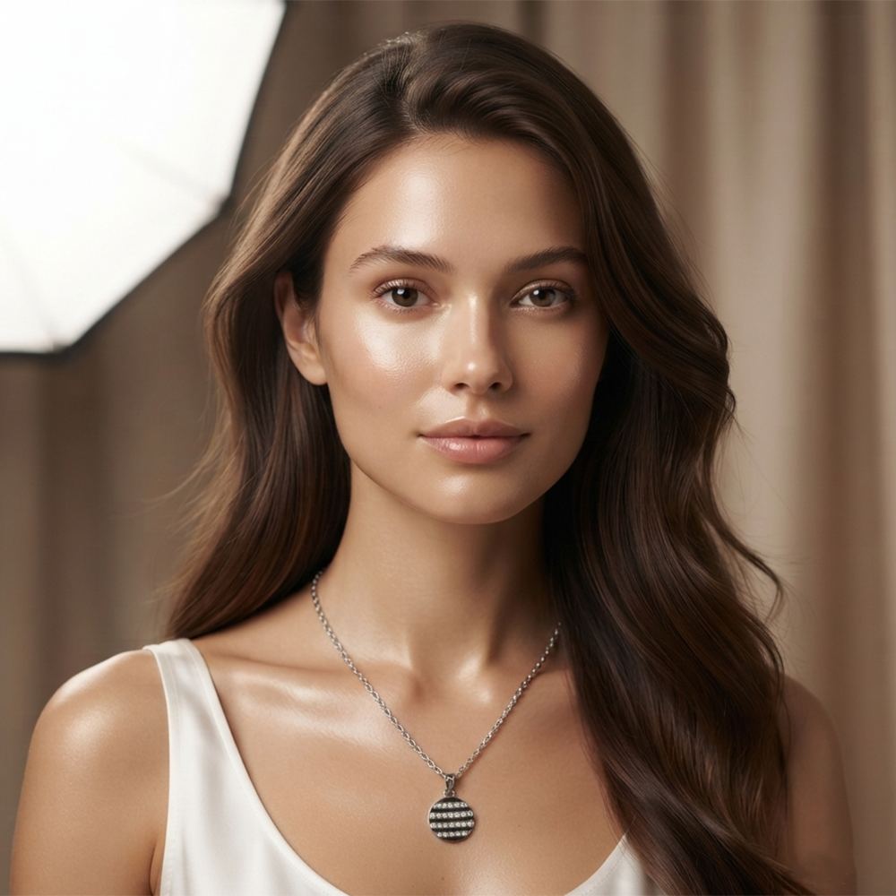 The99Jewel Fashion Silver Plated Austrian Stone Round Shape Chain Pendant