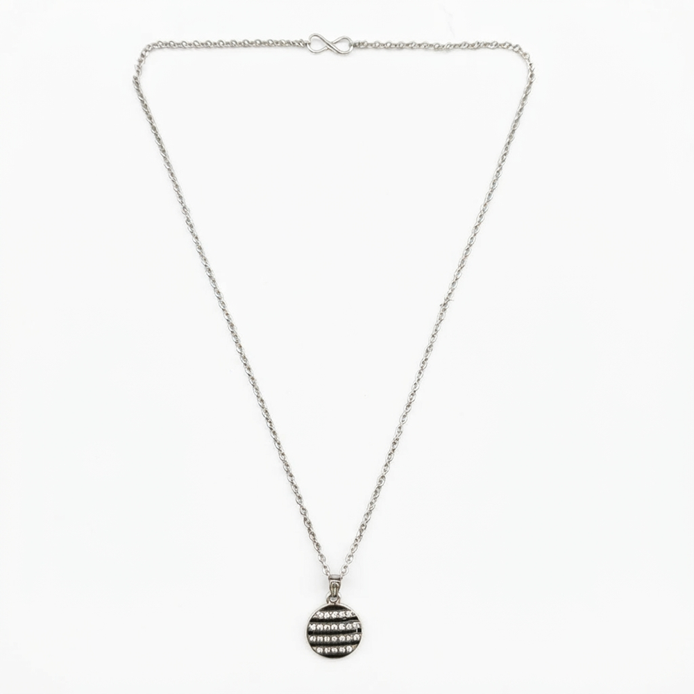 The99Jewel Fashion Silver Plated Austrian Stone Round Shape Chain Pendant