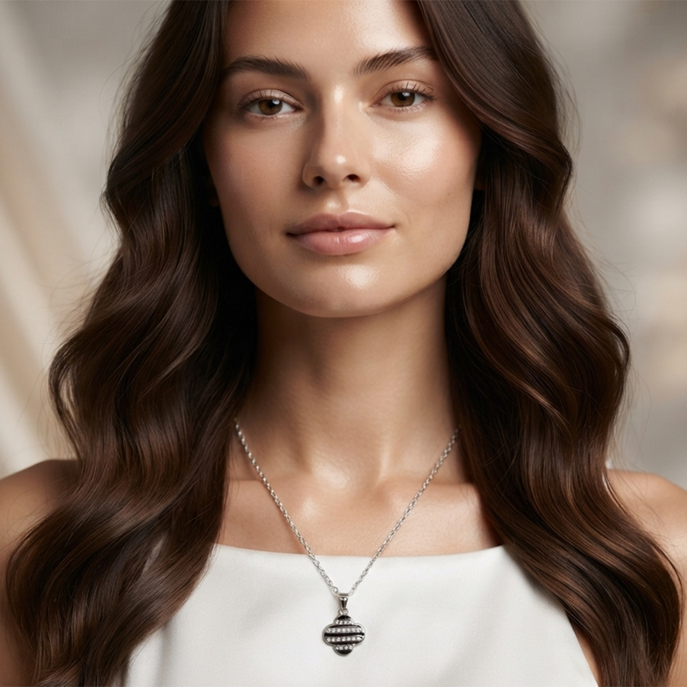 The99Jewel Fashion Silver Plated Austrian Stone Clover Shape Chain Pendant