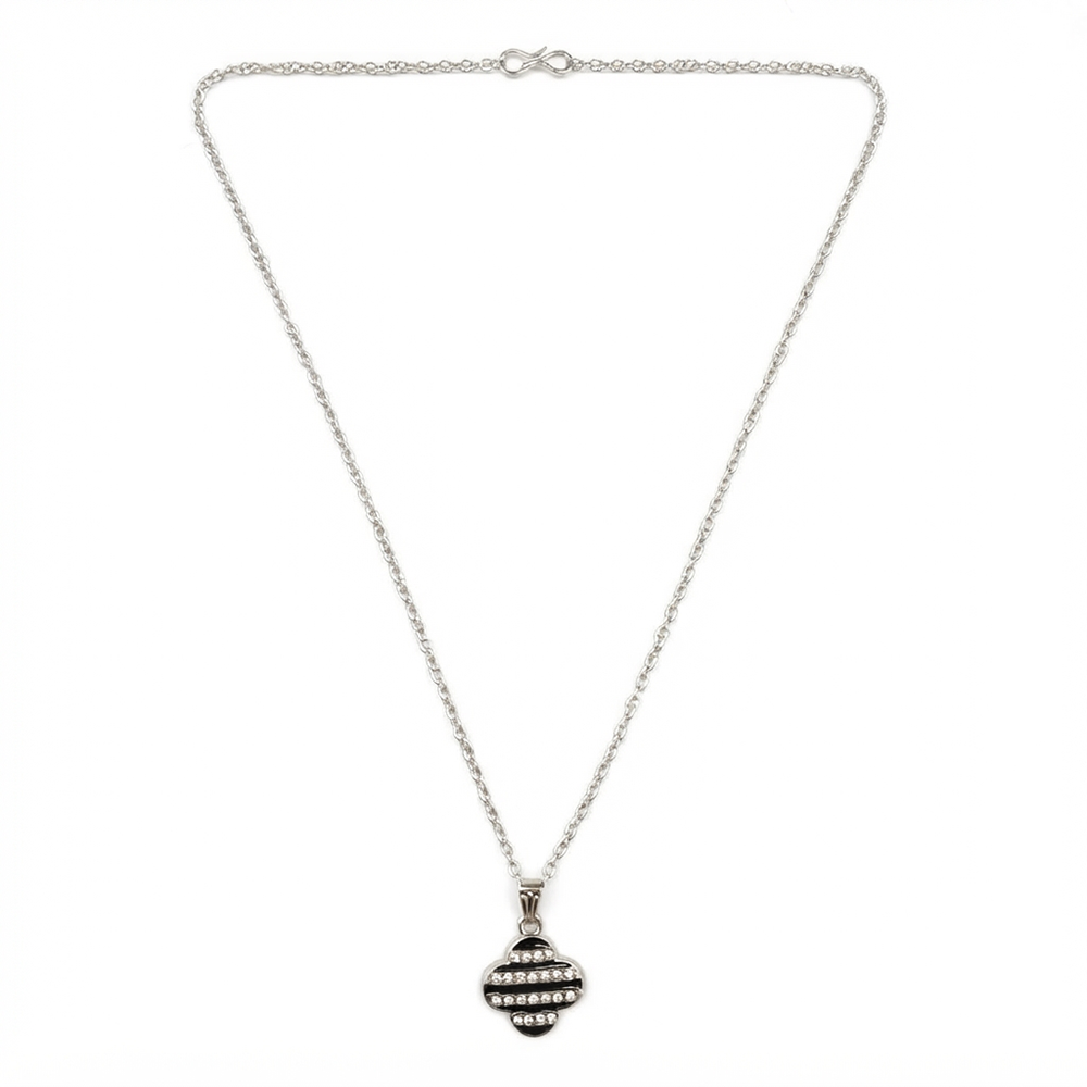The99Jewel Fashion Silver Plated Austrian Stone Clover Shape Chain Pendant