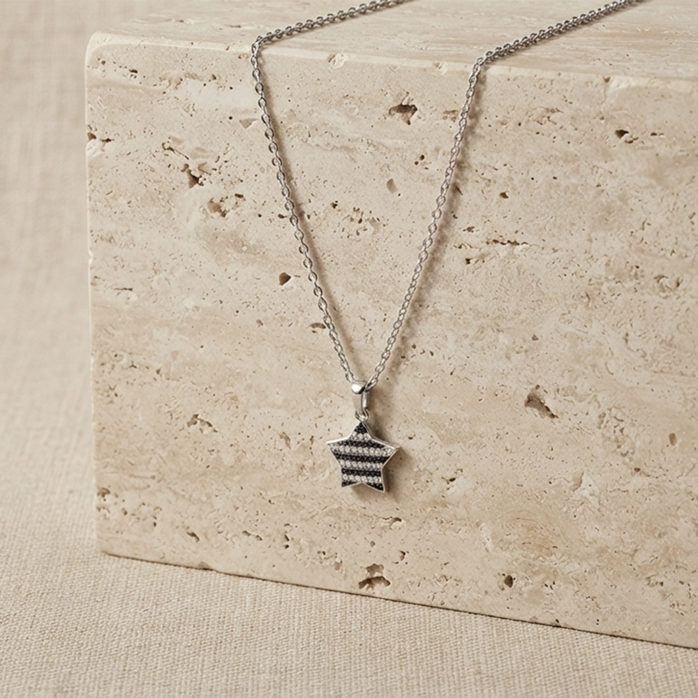The99Jewel Fashion Silver Plated Austrian Stone Star Shape Chain Pendant