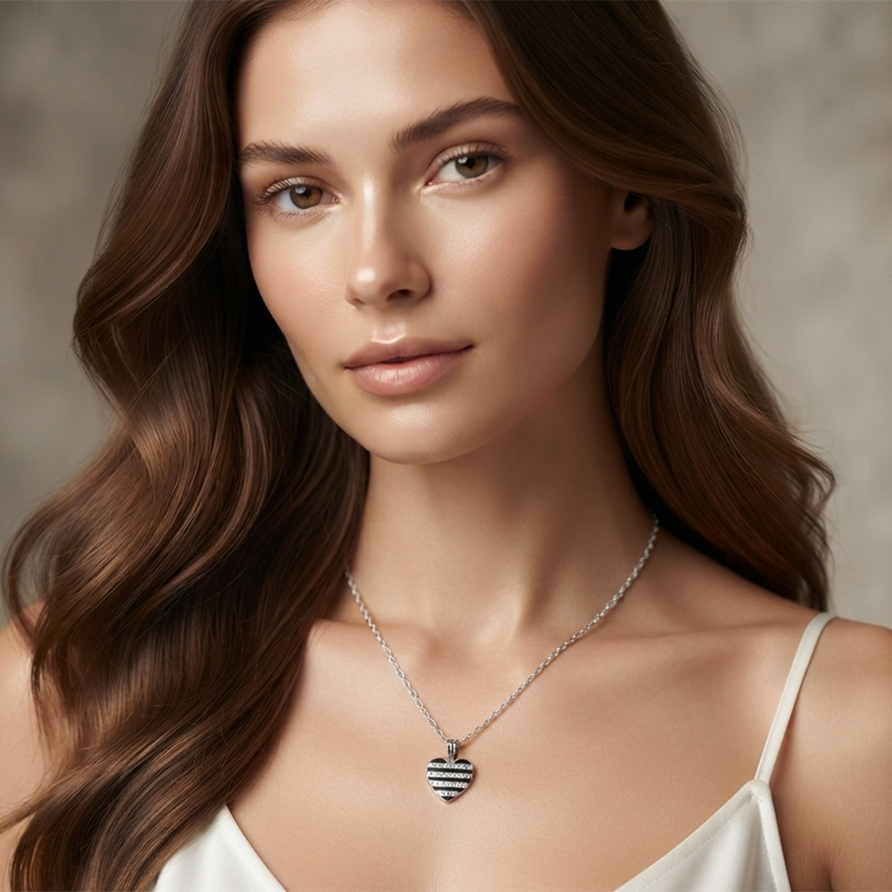 The99Jewel Fashion Silver Plated Austrian Stone Heart Shape Chain Pendant