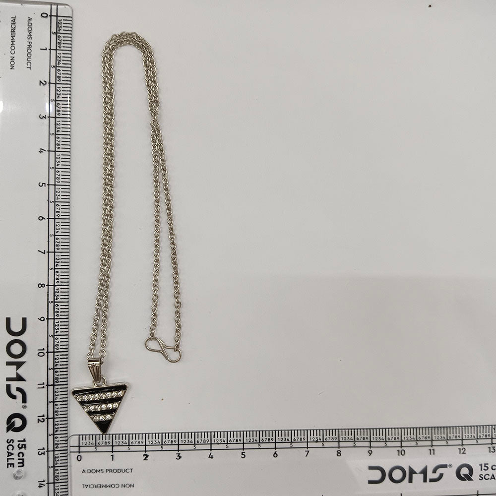The99Jewel Fashion Silver Plated Austrian Stone Triangle Shape Chain Pendant