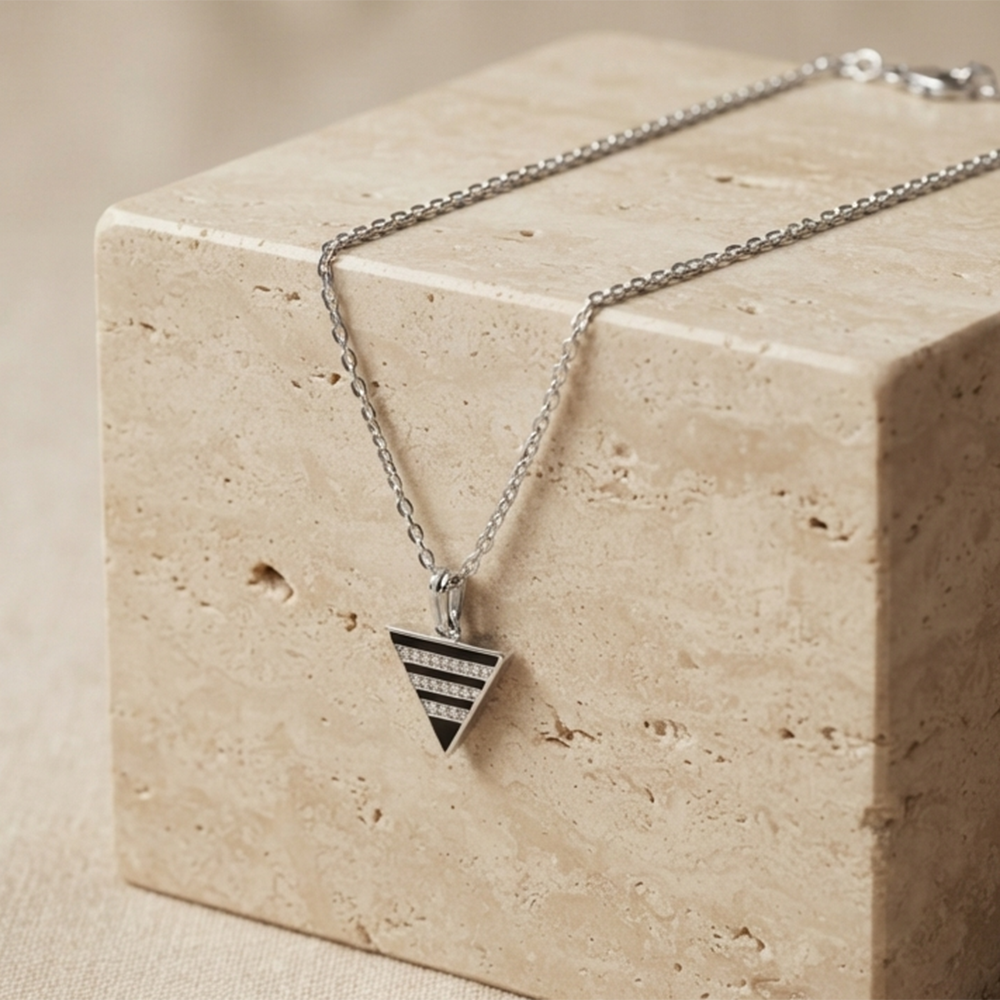 The99Jewel Fashion Silver Plated Austrian Stone Triangle Shape Chain Pendant