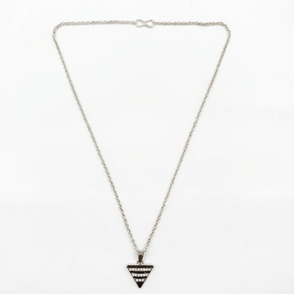 The99Jewel Fashion Silver Plated Austrian Stone Triangle Shape Chain Pendant