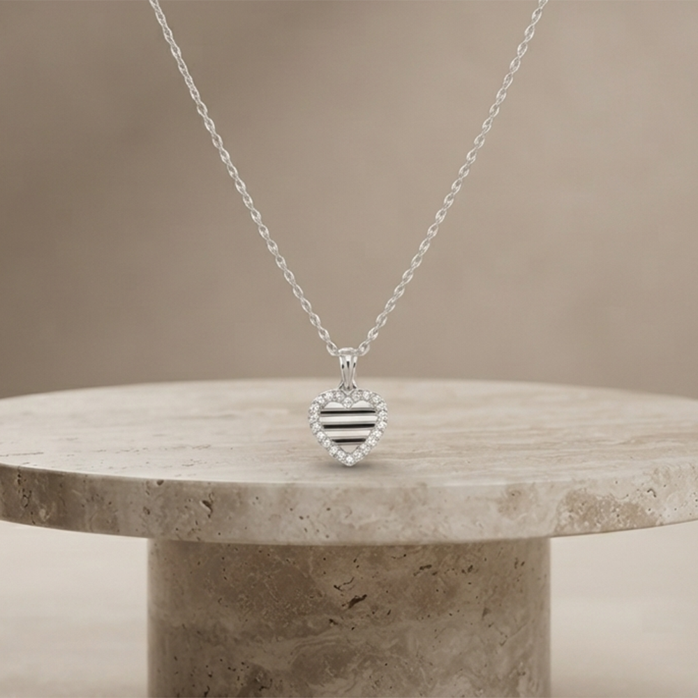 The99Jewel Fashion Silver Plated Austrian Stone Heart Shape Chain Pendant