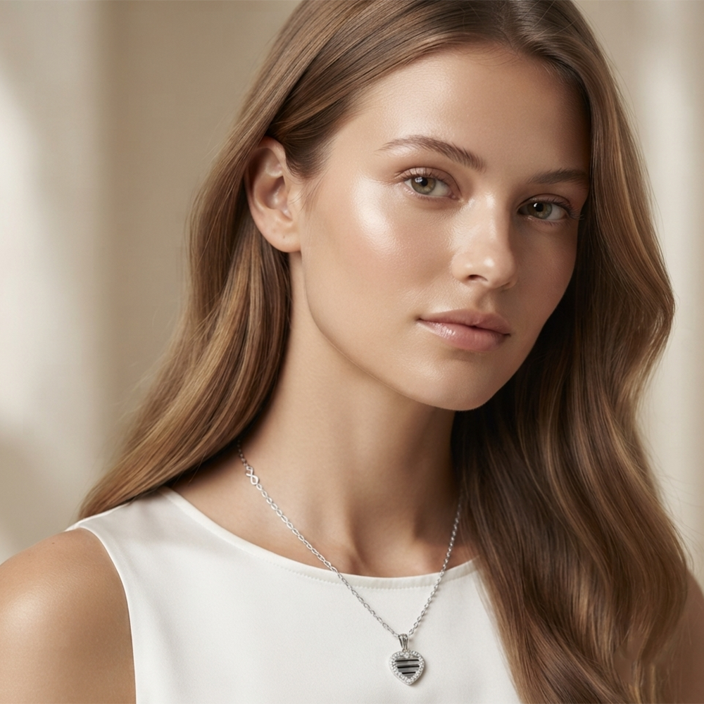 The99Jewel Fashion Silver Plated Austrian Stone Heart Shape Chain Pendant