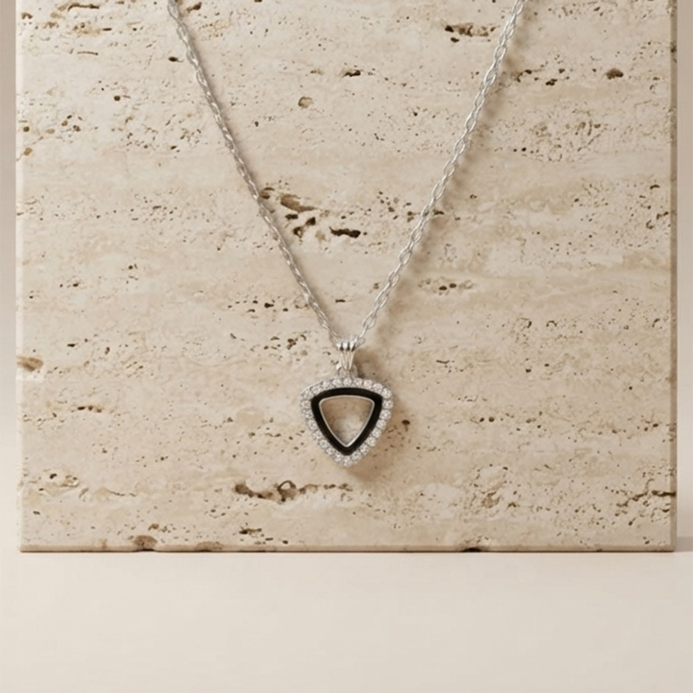 The99Jewel Fashion Silver Plated Austrian Stone Triangle Shape Chain Pendant