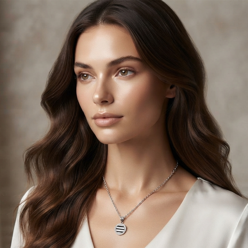 The99Jewel Fashion Silver Plated Austrian Stone Round Shape Chain Pendant