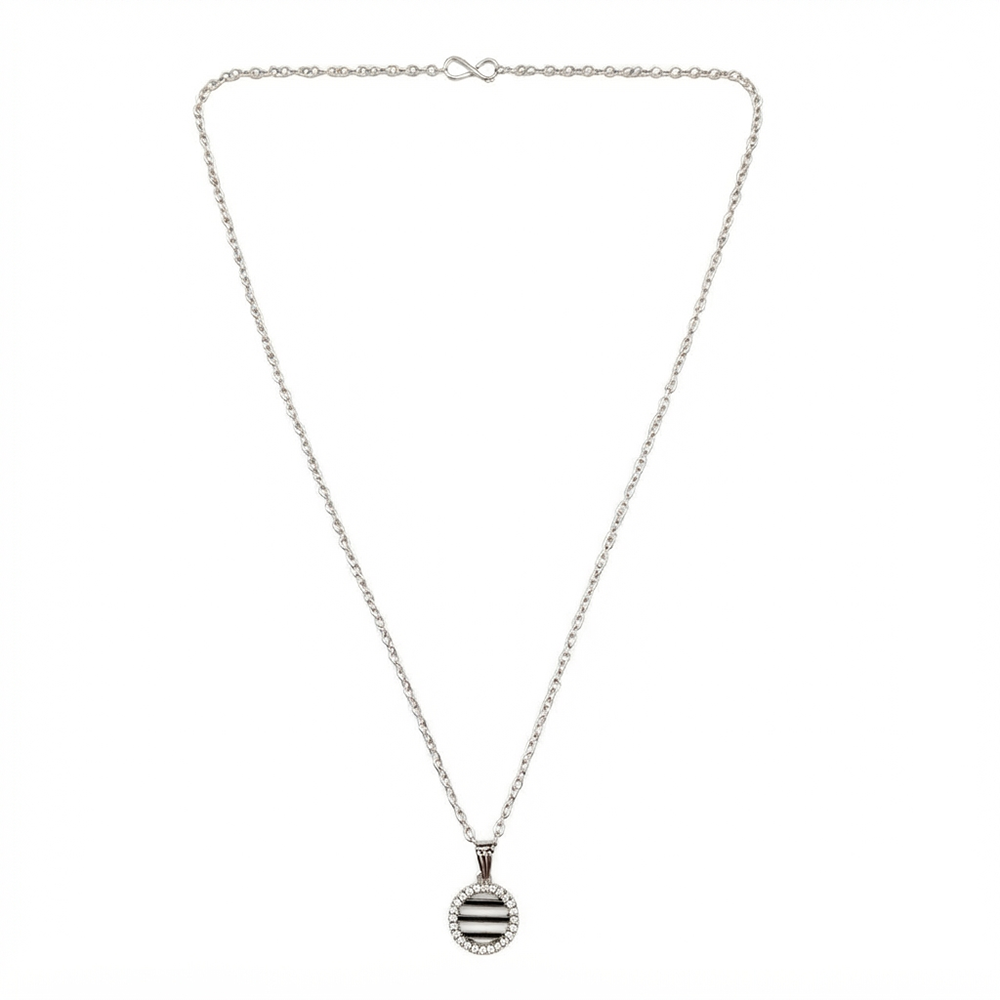 The99Jewel Fashion Silver Plated Austrian Stone Round Shape Chain Pendant