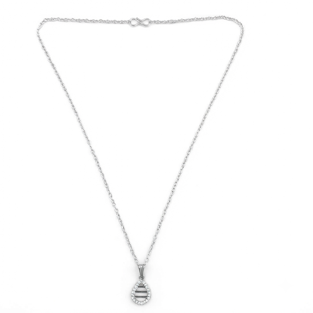 The99Jewel Fashion Silver Plated Austrian Stone Tear Drop Shape Chain Pendant