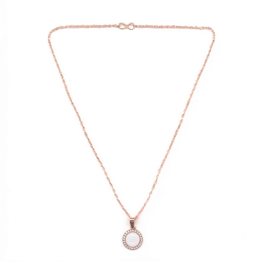 The99Jewel Sparkling Austrian Stone Rose Gold Plated Round Shape Chain Pendant