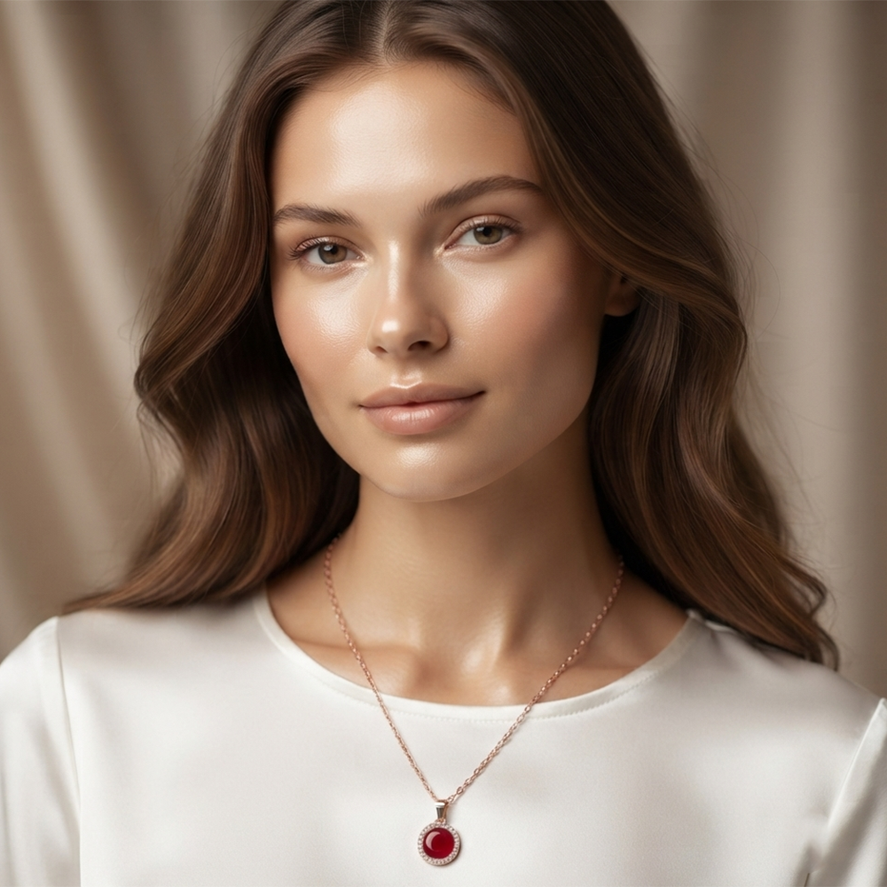 The99Jewel Sparkling Austrian Stone Rose Gold Plated Round Shape Chain Pendant