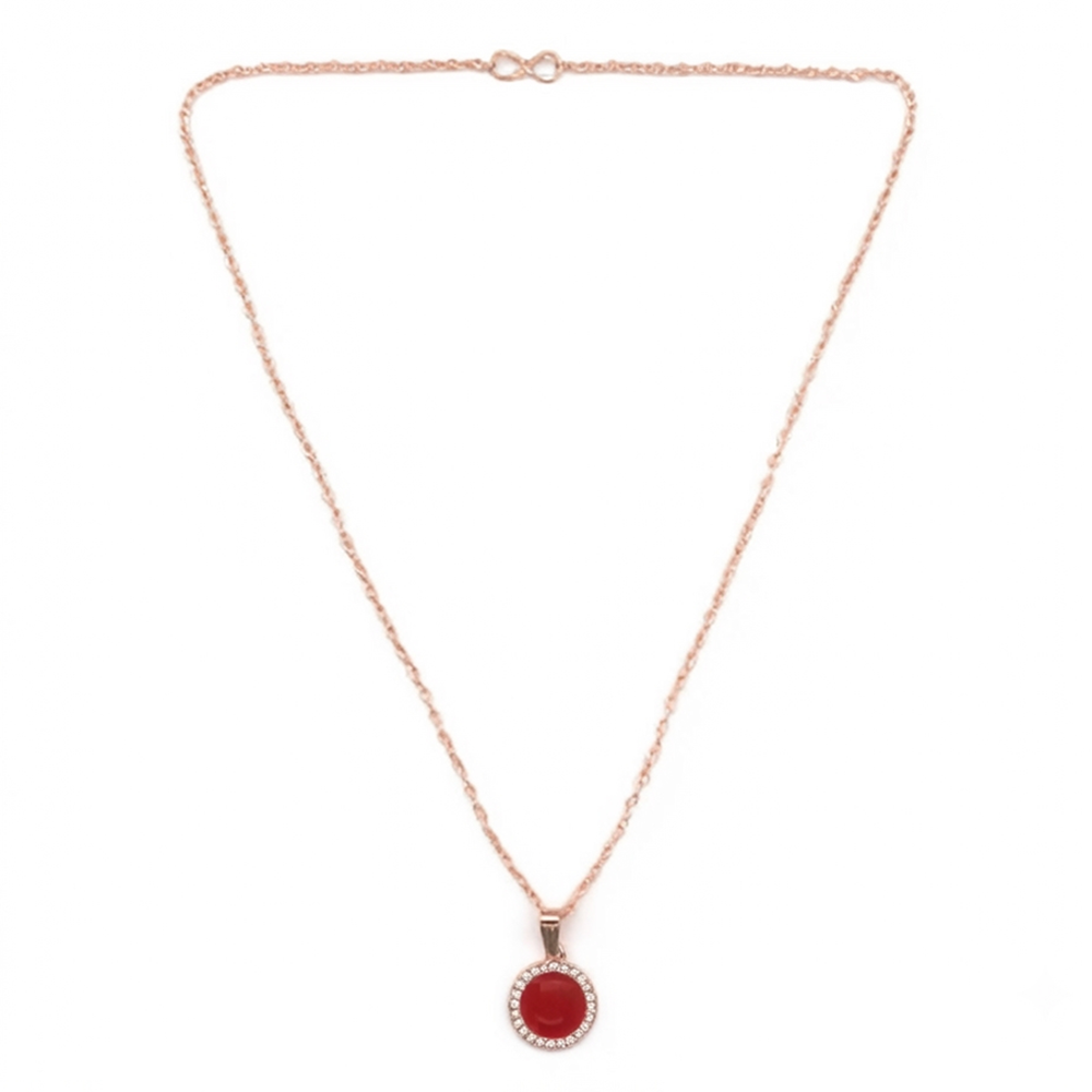 The99Jewel Sparkling Austrian Stone Rose Gold Plated Round Shape Chain Pendant