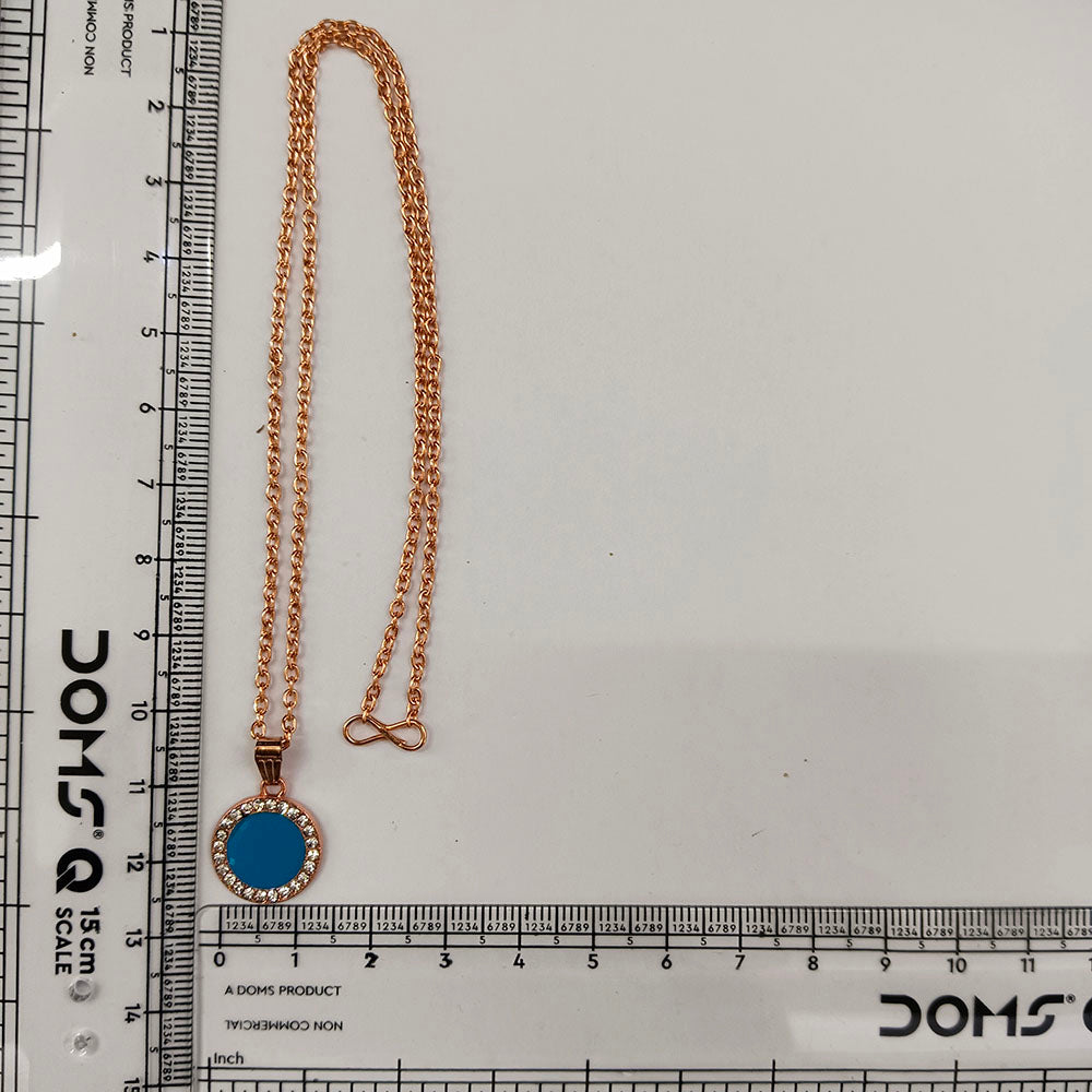 The99Jewel Sparkling Austrian Stone Rose Gold Plated Round Shape Chain Pendant
