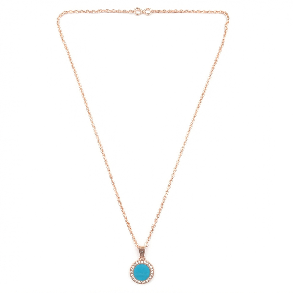 The99Jewel Sparkling Austrian Stone Rose Gold Plated Round Shape Chain Pendant