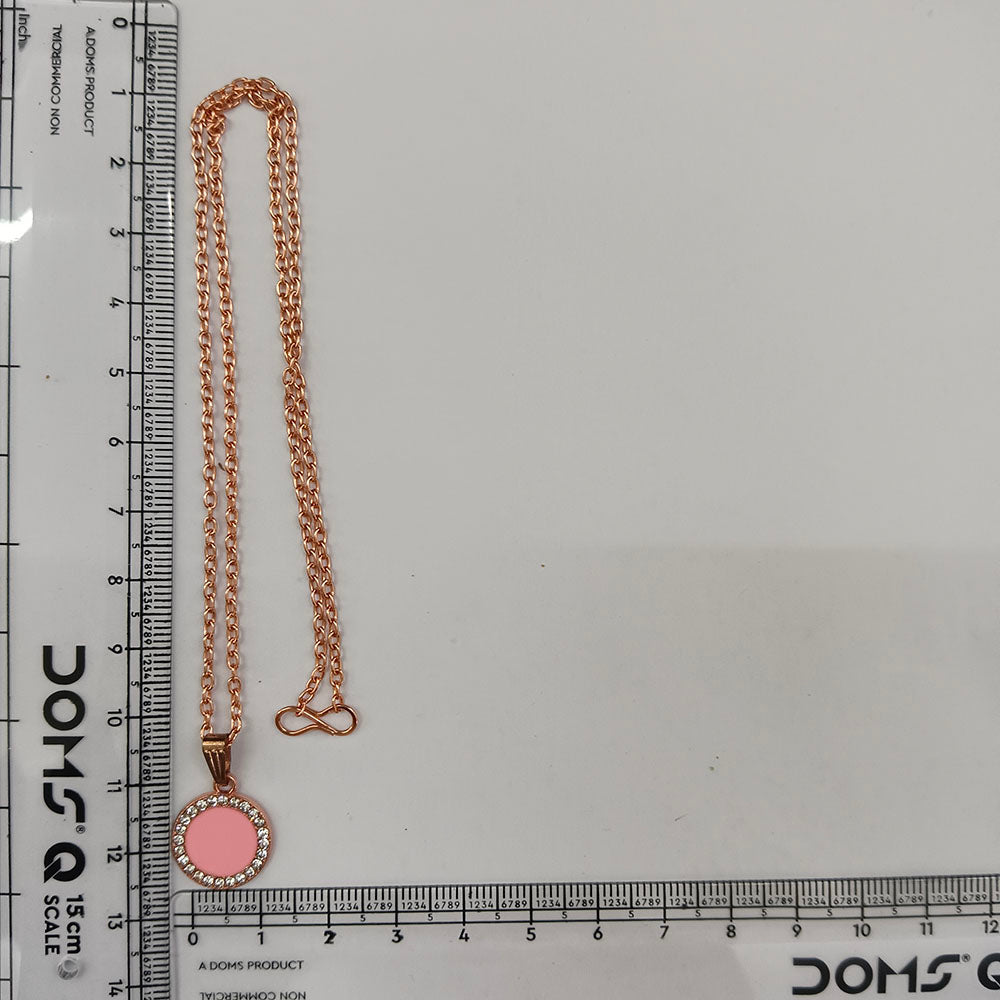 The99Jewel Sparkling Austrian Stone Rose Gold Plated Round Shape Chain Pendant