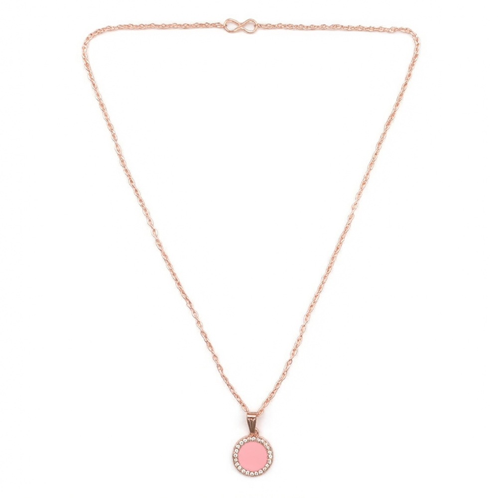 The99Jewel Sparkling Austrian Stone Rose Gold Plated Round Shape Chain Pendant